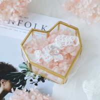 Hynrhnd Heart-Shaped Transparent Glass Jewelry Box with Lid, Decorative and Elegant Display for Rings and Small Accessories