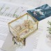 Hynrhnd Transparent Glass Jewelry Box with Golden Metal Frame, Vintage-Inspired Display for Jewelry and Keepsakes